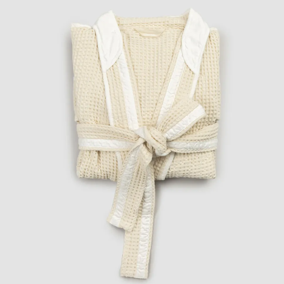 Accappatoio Kimono di Lusso di Lino e Cotone, 2 Finiture Made in Italy - Kleone