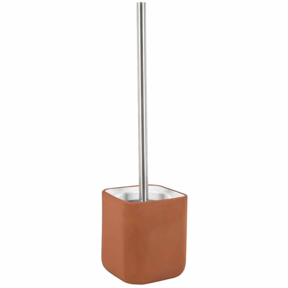 Accessori Bagno da Appoggio in Terracotta e Ceramica Bianca - Terracotta
