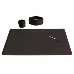 Accessori per Scrivania da Ufficio in Cuoio, 4 Pezzi, Made in Italy - Ebe