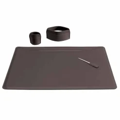 Accessori per Scrivania da Ufficio in Cuoio, 4 Pezzi, Made in Italy - Ebe