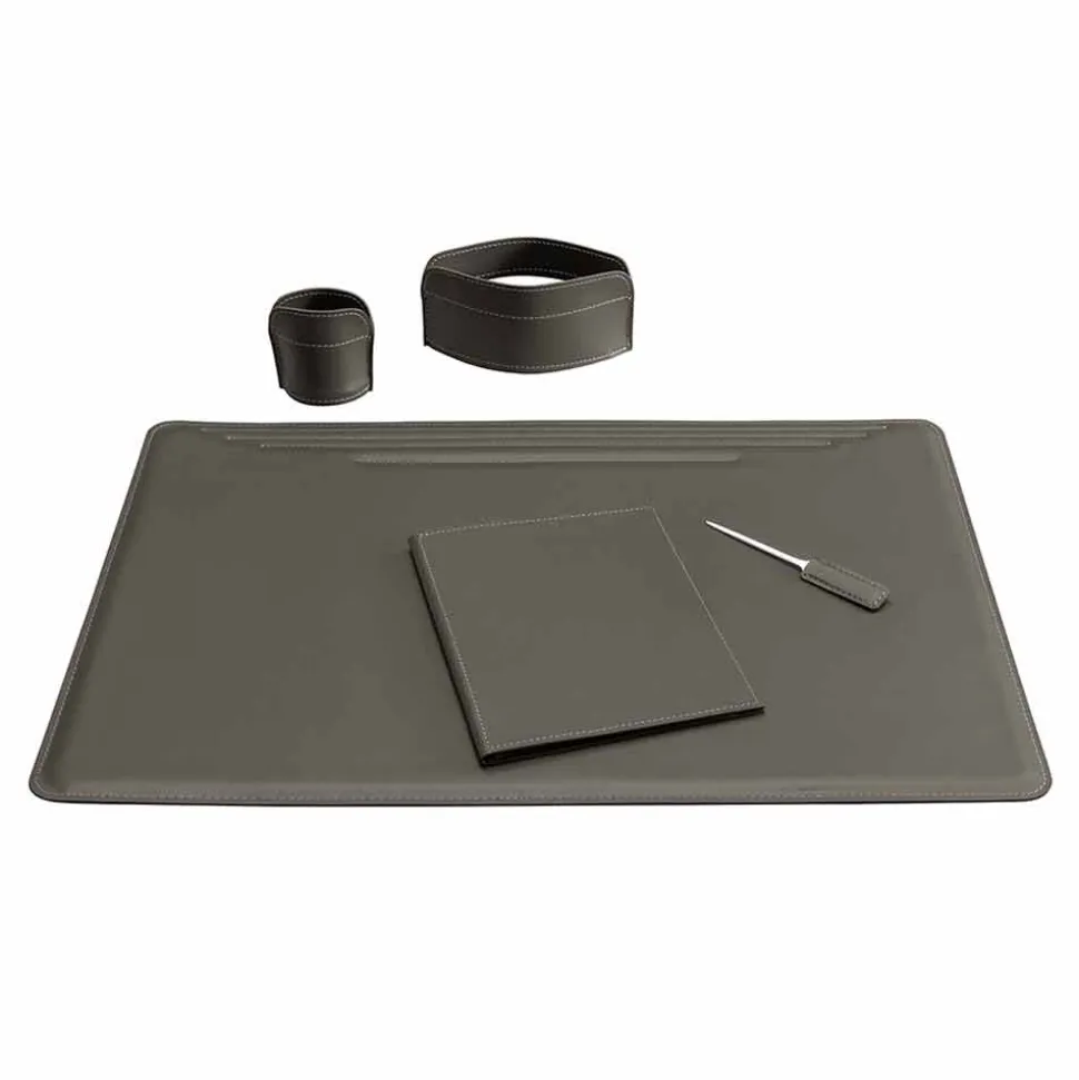 Accessori per Scrivania in Cuoio da 5 Pezzi Made in Italy - Ebe