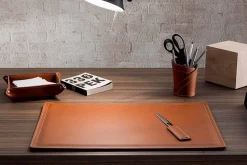 Accessori Scrivania in Cuoio Rigenerato, 4 Pezzi, Made in Italy - Ascanio