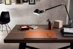 Accessori Scrivania in Cuoio Rigenerato, 4 Pezzi, Made in Italy  - Ascanio