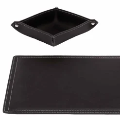 Accessori Scrivania in Cuoio Rigenerato, 4 Pezzi, Made in Italy  - Ascanio