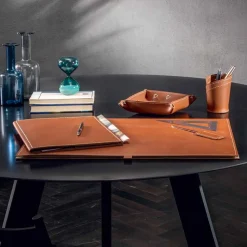 Accessori Ufficio per Scrivania in Cuoio Rigenerato, 5 Pezzi - Aristotele