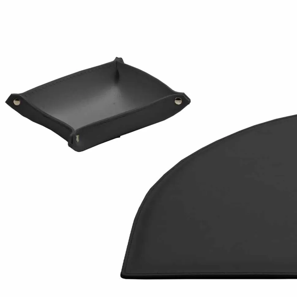 Accessori Ufficio per Scrivania in Cuoio Rigenerato, Made in Italy- Medea