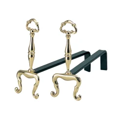 Alari Camino Altezza 32 cm in Ottone Made in Italy - Panda