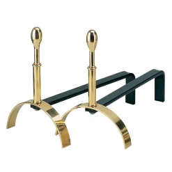 Alari per il Camino in Ottone Altezza 30 cm Made in Italy - Lupo