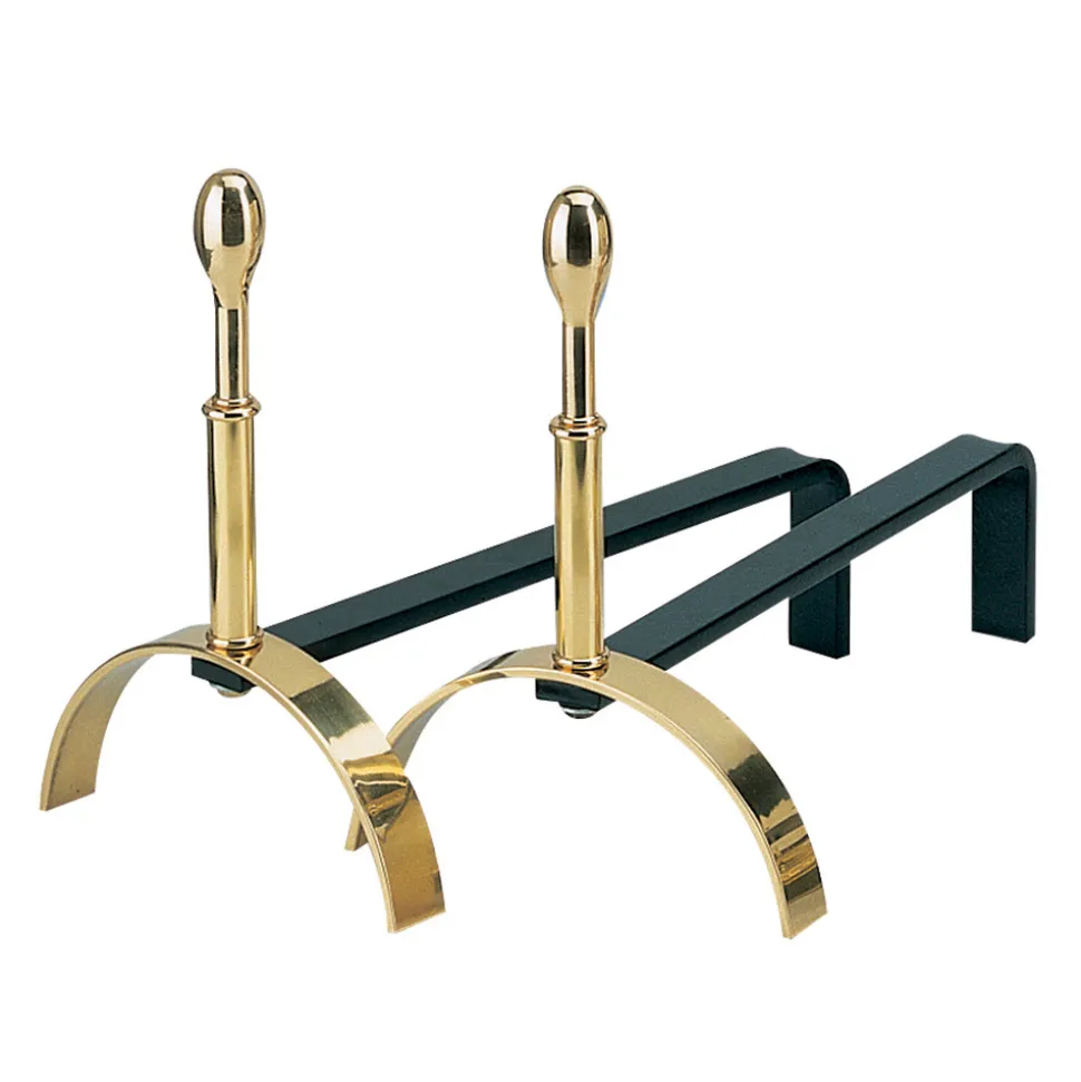 Alari per il Camino in Ottone Altezza 30 cm Made in Italy - Lupo