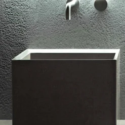 Alto Lavabo Quadrato in Pietra di Design Moderno da Appoggio - Farartlav1