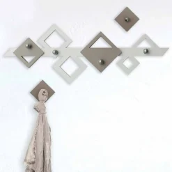Appendiabiti da Parete in Legno Bianco e Beige Design Moderno Geometrico - Klimt