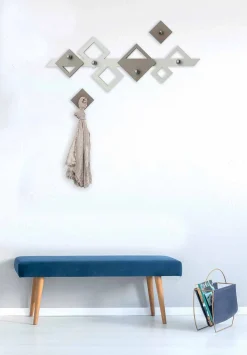 Appendiabiti da Parete in Legno Bianco e Beige Design Moderno Geometrico - Klimt