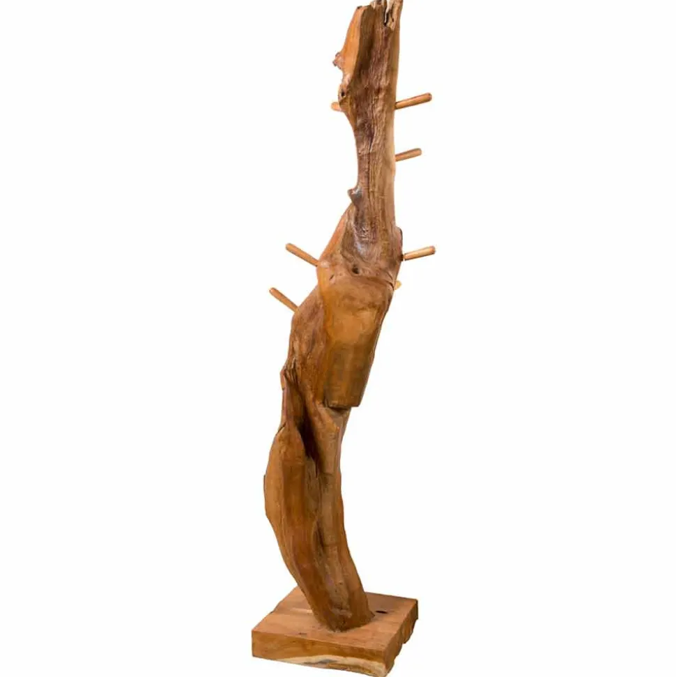 Appendiabiti da Terra con Struttura e Pioli in Teak Massello - Abete