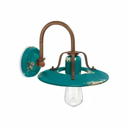 Applique a faretto country in metallo e ceramica Gladys Ferroluce