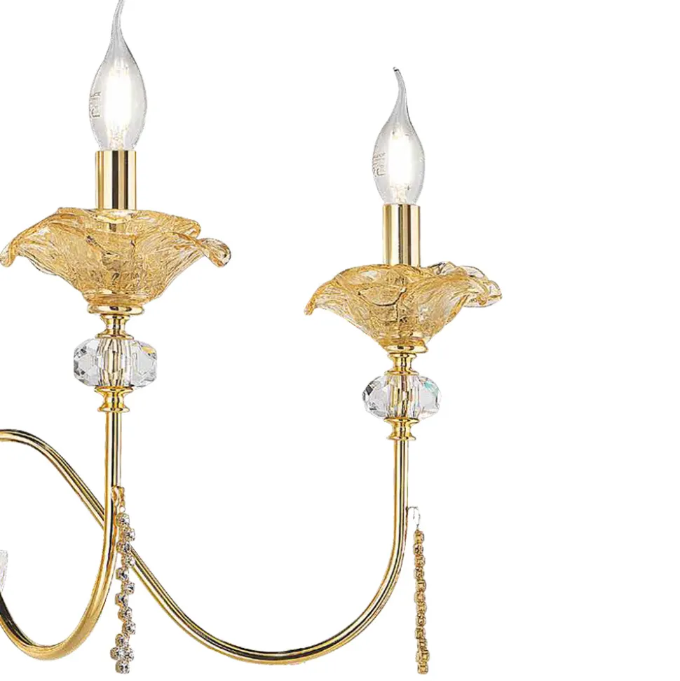 Applique a 6 Luci Classica in Vetro, Cristallo e Metallo Lusso - Flanders