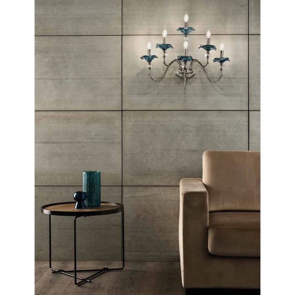 Applique a 6 Luci Classica in Vetro, Cristallo e Metallo Lusso - Flanders