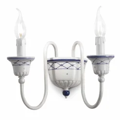 Applique a Muro a 2 Luci in Ceramica e Ottone Dipinta a Mano - Sanremo