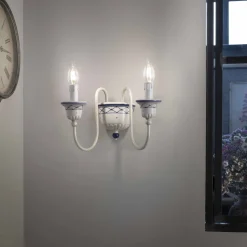 Applique a Muro a 2 Luci in Ceramica e Ottone Dipinta a Mano - Sanremo
