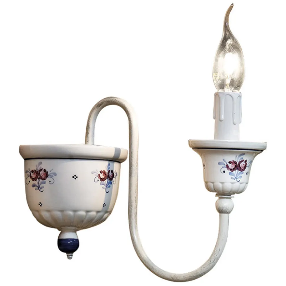 Applique a Muro Artigianale in Ceramica e Ottone Dipinta a Mano - Sanremo