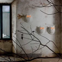 Applique a Muro 2 Luci in Ceramica Bianca Opaca Design Moderno Civetta - Gufo