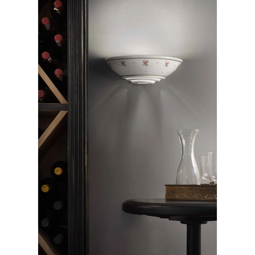 Applique a Muro Mezzaluna in Ceramica Dipinti Floreali a Mano - Trieste