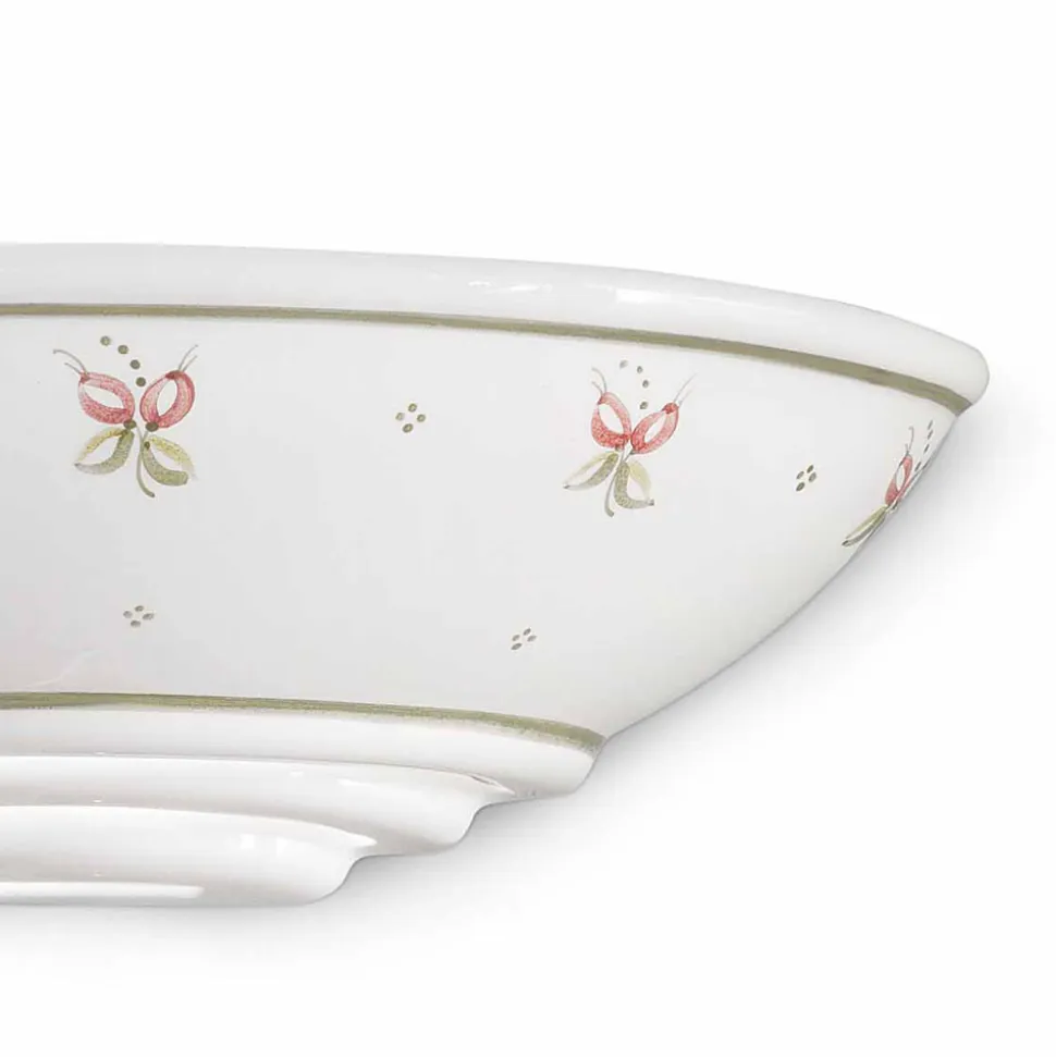 Applique a Muro Mezzaluna in Ceramica Dipinti Floreali a Mano - Trieste