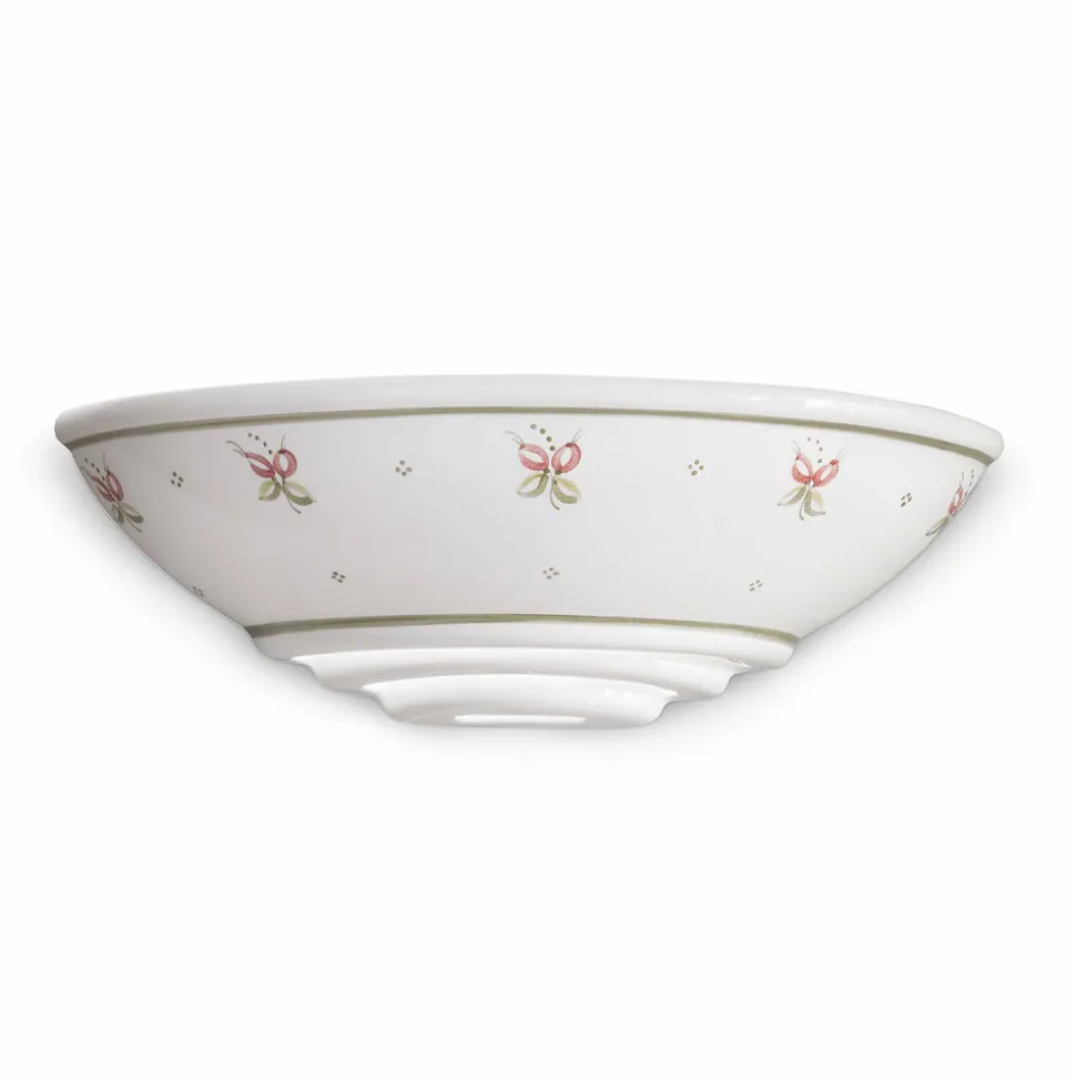 Applique a Muro Mezzaluna in Ceramica Dipinti Floreali a Mano - Trieste