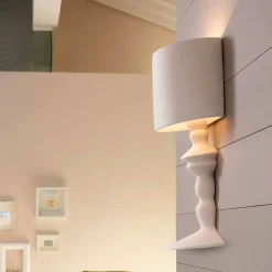 Applique a Parete in Ceramica Verniciabile con Paralume Design Moderno - Cadabra