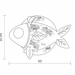 Applique a Parete in Ceramica Bianca Opaca Design a Pesce Decorato - Pesce