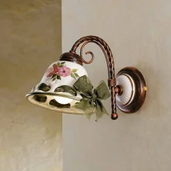 Applique a parete in ceramica decorata rustica Ferroluce Napoli