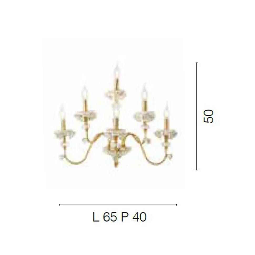 Applique Classica 6 Luci in Porcellana e Vetro Soffiato Lusso - Eteria