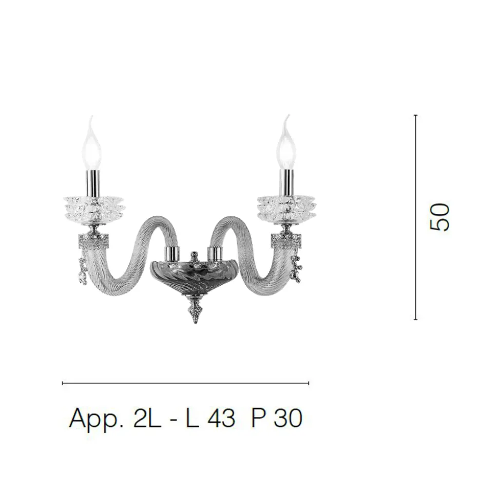 Applique Classica 2 Luci Vetro Artigianale Lusso Made in Italy - Saline