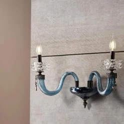 Applique Classica 2 Luci Vetro Artigianale Lusso Made in Italy - Saline