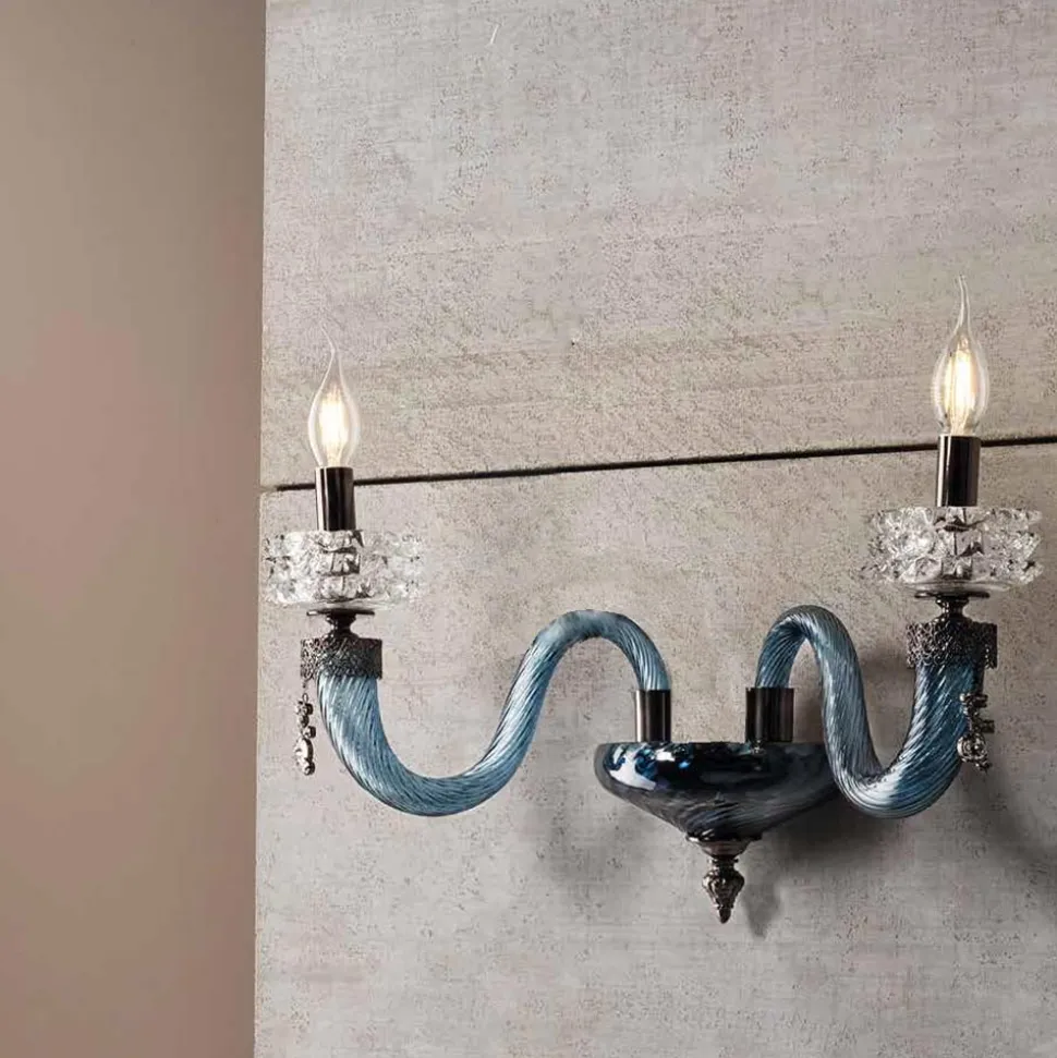Applique Classica 2 Luci Vetro Artigianale Lusso Made in Italy - Saline