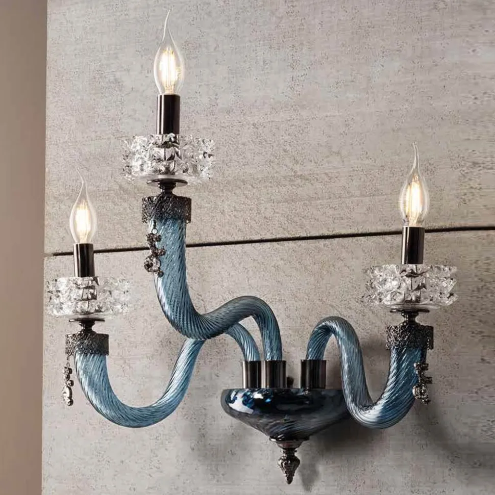 Applique Classica 3 Luci Vetro Artigianale Lusso Made in Italy - Saline