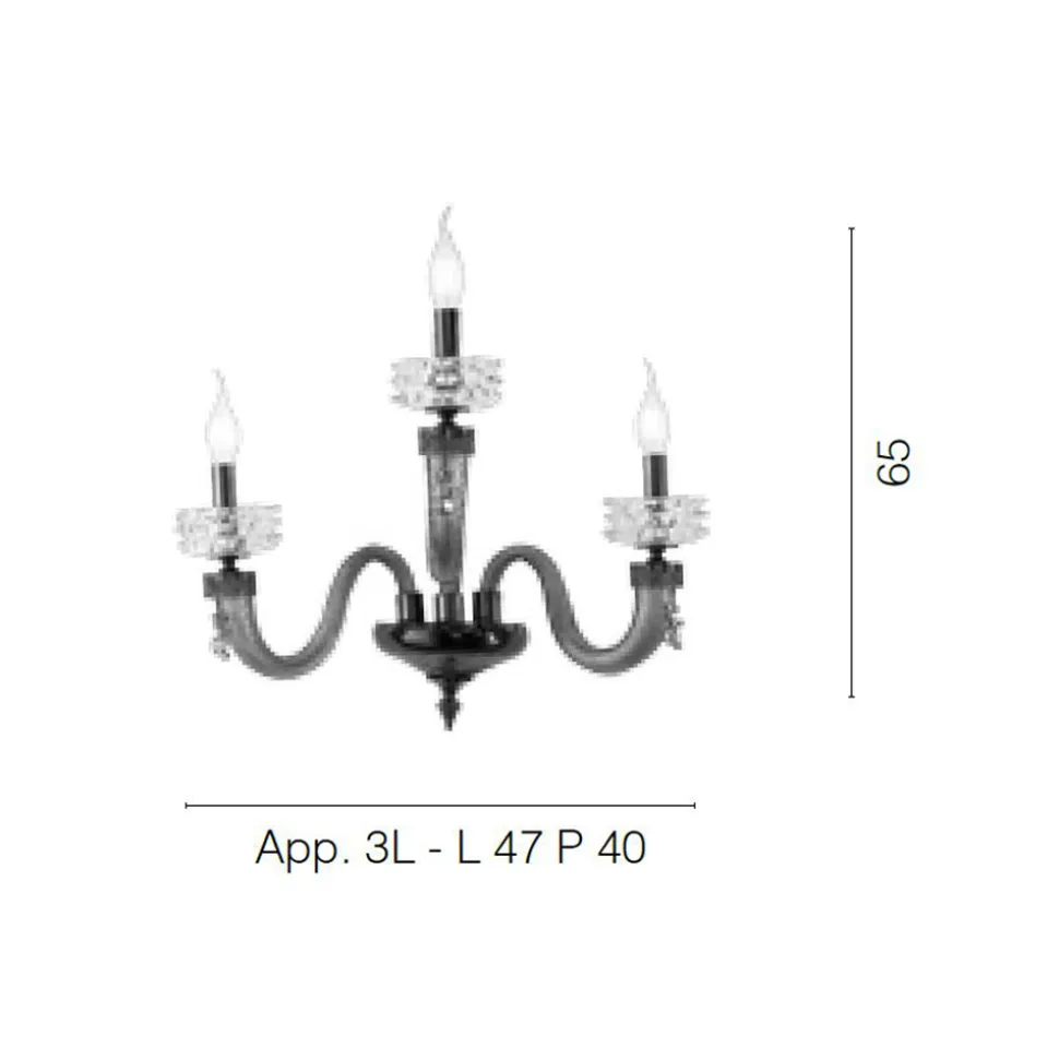 Applique Classica 3 Luci Vetro Artigianale Lusso Made in Italy - Saline