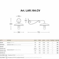 Applique con vetro Re Lear di Aldo Bernardi in rame, alluminio e ottone