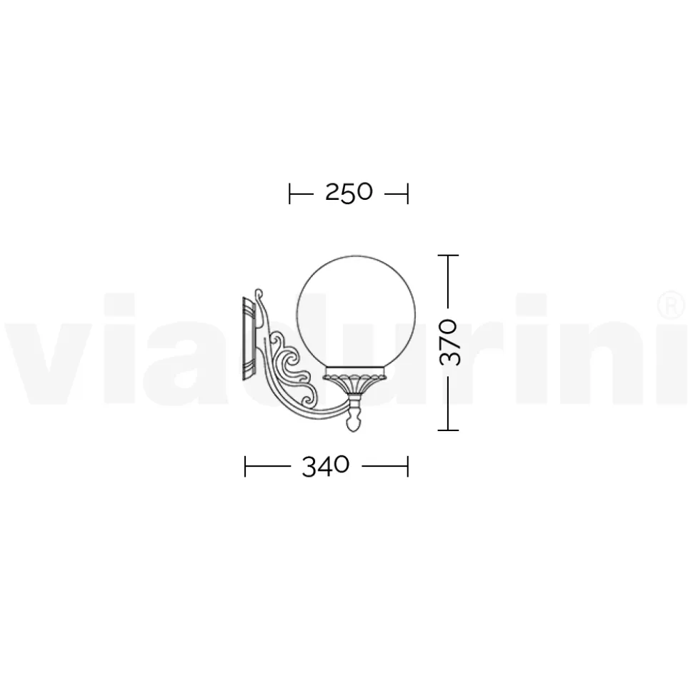 Applique da Giardino in Alluminio Bianco con Sfera Opale - Trovabianco