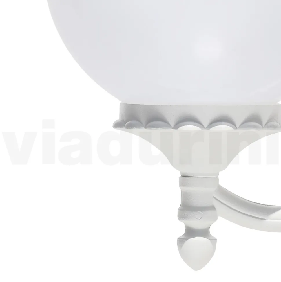 Applique da Giardino in Alluminio Bianco con Sfera Opale - Trovabianco