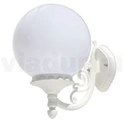 Applique da Giardino in Alluminio Bianco con Sfera Opale - Trovabianco