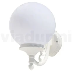 Applique da Giardino in Alluminio Bianco con Sfera Opale - Trovabianco