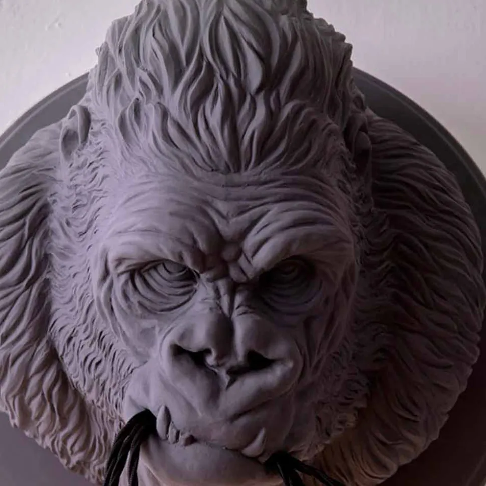 Applique da Parete a 3 Luci in Ceramica Gorilla Grigio o Bianco Design - Rillago