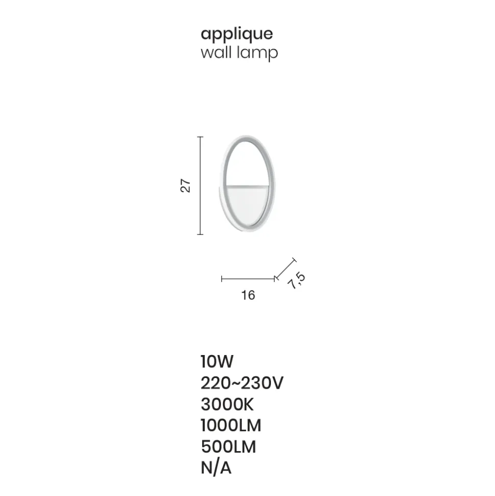 Applique da Parete con Struttura in Metallo Bianco o Oro a LED - Raissa