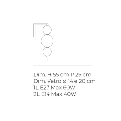 Applique da Parete Grande Tre Lumi in Vetro Incamiciato Made in Italy - Lumira
