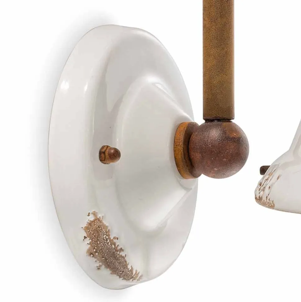 Applique da parete in ceramica e metallo Skyler stile industriale