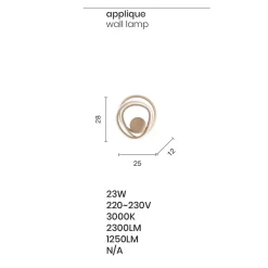 Applique da Parete in Metallo Oro Design Moderno Camera da Letto - Point