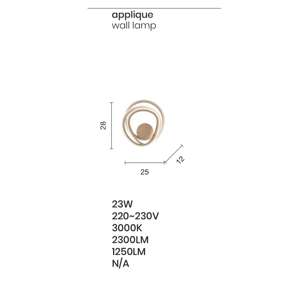 Applique da Parete in Metallo Oro Design Moderno Camera da Letto - Point