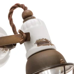 Applique Faretto Stile Industriale Artigianale in Ferro e Ceramica - Loft