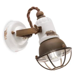 Applique Faretto Stile Industriale Artigianale in Ferro e Ceramica - Loft