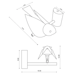 Applique in Maiolica Toscana Smaltata e Metallo Made in Italy - Uccellino